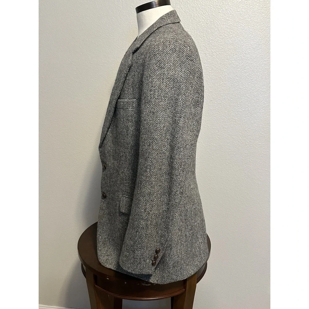 VTG Harris Tweed Hand Woven 100% Scottish Wool Herringbone Jacket Blazer Men 42‎